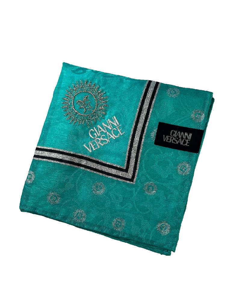 Nwt Vintage Gianni Versace Embroidered Sun Cotton Scarf